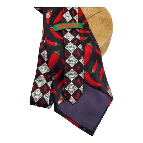 Vintage Tabasco Chili Pepper Logo Silk Tie Necktie 90s foodie - Picture 5 of 5
